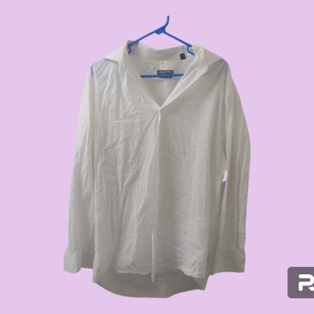 A kenneth cole production unlisted slim fit easy care shirt in white size 16-16